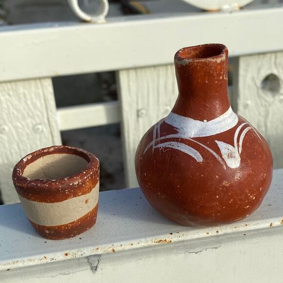 VINTAGE Lot Clay Pottery Native American Small Vase Pot Urn Terracotta Painted - Picture 2 of 12